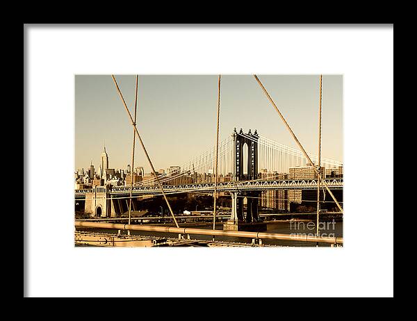 Brooklyn Bridge Framed Print featuring the photograph Manhattan Bridge from the Brooklyn Bridge by Alissa Beth Photography
