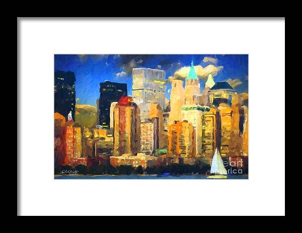 Mixed Media Framed Print featuring the painting Manhattan by Chris Armytage