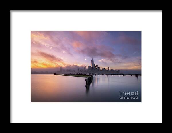 Manhattan Framed Print featuring the photograph Manhattan On Fire by Michael Ver Sprill