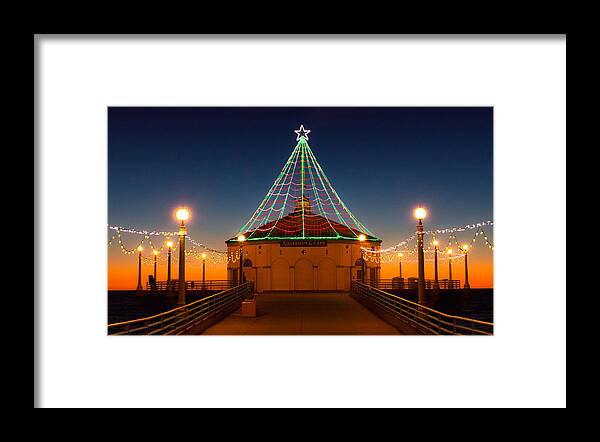 Christmas Framed Print featuring the photograph Manhattan Pier Christmas Lights by Michael Hope