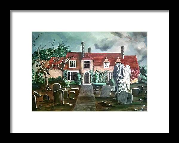 Mansion Framed Print featuring the painting Mansion by Sophia Gaki Artworks