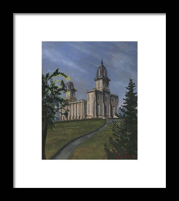 Lds Framed Print featuring the painting Manti Temple East Doors by Jeff Brimley