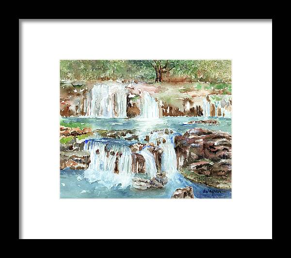 Waterfall Framed Print featuring the painting Many Waterfalls by Arline Wagner