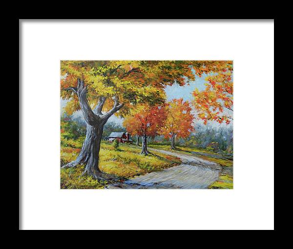 Maple Framed Print featuring the painting Maple Road by Richard De Wolfe