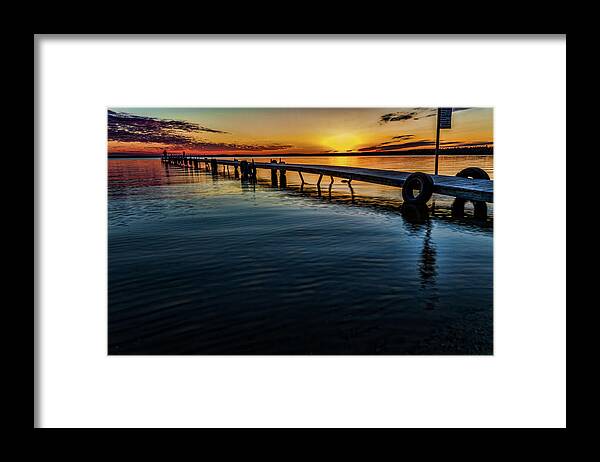 Sunset Framed Print featuring the photograph Maplehurst Dock at Sunset by Joe Holley