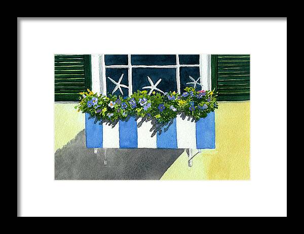 Planter Box Framed Print featuring the painting Marblehead Planter Box by Anne Marie Brown