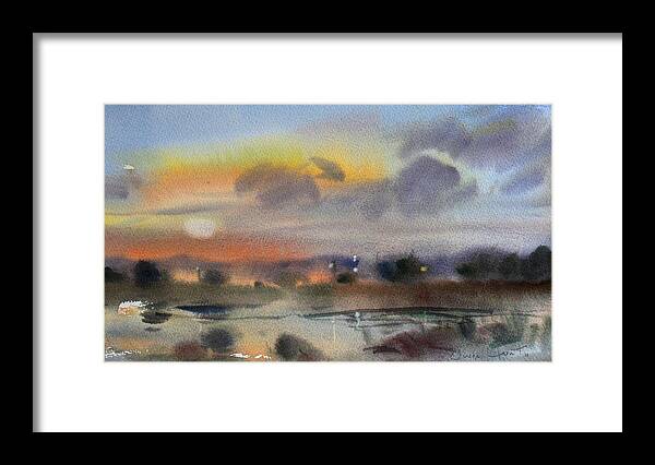 Owen Hunt Framed Print featuring the painting March Evening on the River by Owen Hunt