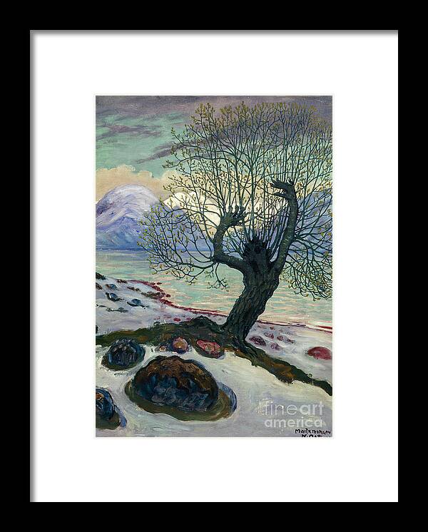 Nikolai Astrup Framed Print featuring the painting March morning, spring night and sallow man by Nikolai Astrup