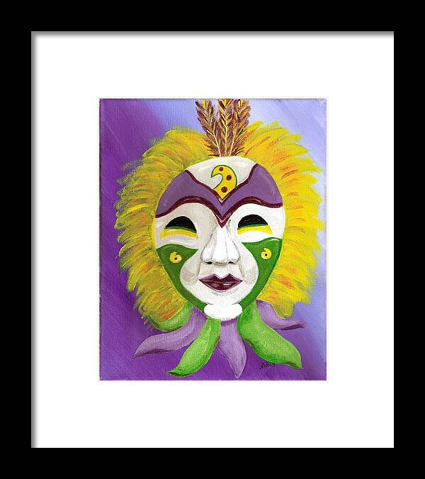 Mask Framed Print featuring the painting Mardi Gras 2 by Nancy Sisco
