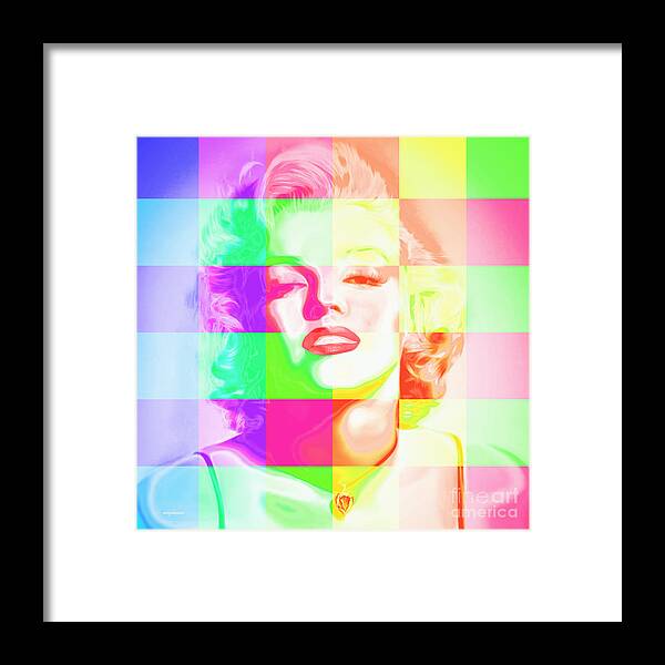 Marilyn Framed Print featuring the photograph Marilyn Monroe 20160104 color squares by Wingsdomain Art and Photography