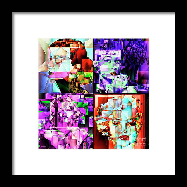 Wingsdomain Framed Print featuring the photograph Marilyn Monroe and Audrey Hepburn in Abstract Cubism 20170401 by Wingsdomain Art and Photography