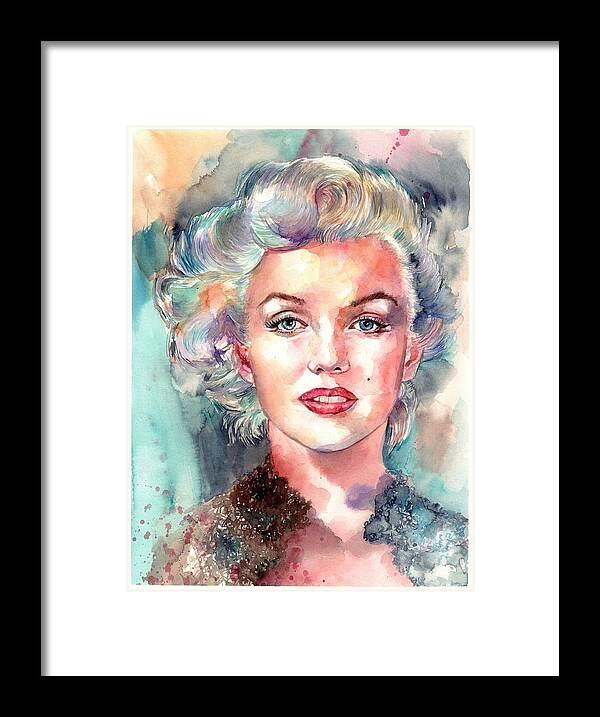 Marilyn Monroe Framed Print featuring the painting Marilyn Monroe portrait by Suzann Sines
