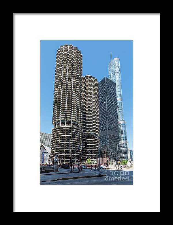 Chicago Framed Print featuring the photograph Marina City, AMA Plaza, and Trump Tower by David Levin