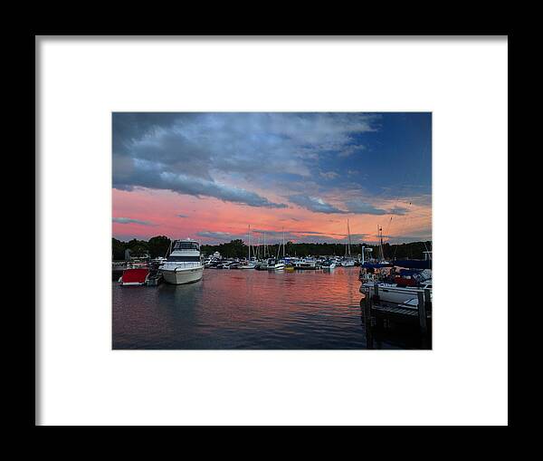 Sunset Framed Print featuring the photograph Marina Sunset Back Glow by David T Wilkinson