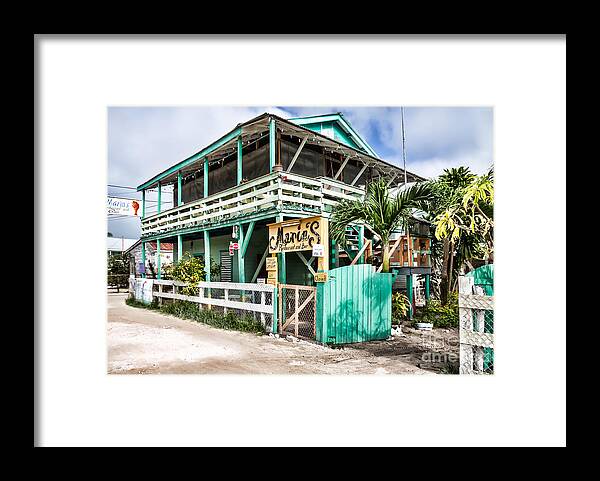 Belize Framed Print featuring the photograph Marin's on Caye Caulker by Lawrence Burry