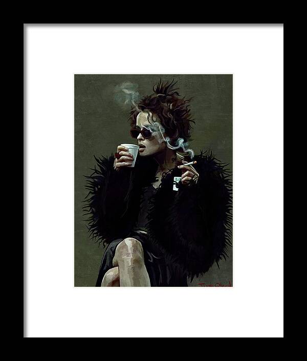Fight Club Framed Print featuring the painting Marla Singer Smokes At Group Therapy - Fight Club by Joseph Oland