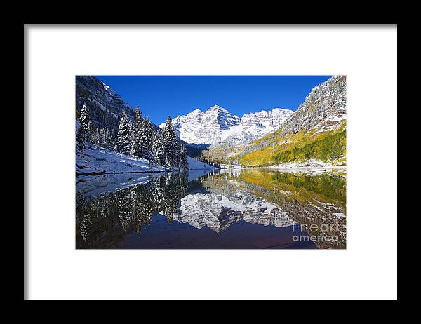 Aspen Framed Print featuring the photograph Maroon Lake and Bells 1 by Ron Dahlquist - Printscapes