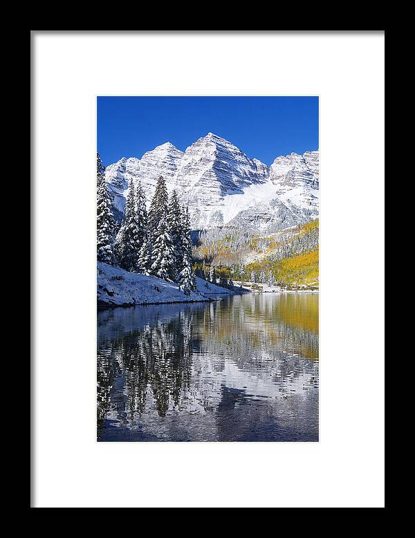Aspen Framed Print featuring the photograph Maroon Lake and Bells 2 by Ron Dahlquist - Printscapes