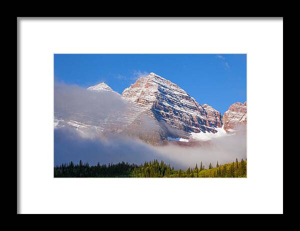 Maroon Bells Framed Print featuring the photograph Maroon Peak Lifting Fog by Darren White