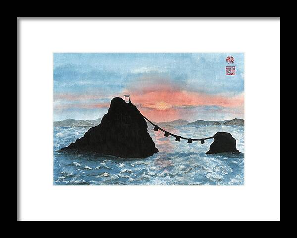 Rocks Framed Print featuring the painting Married Couple Rocks at Sunrise by Terri Harris