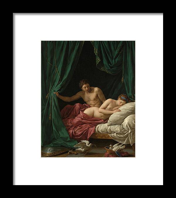 French Artist Framed Print featuring the painting Mars and Venus by Louis-Jean-Francois Lagrenee