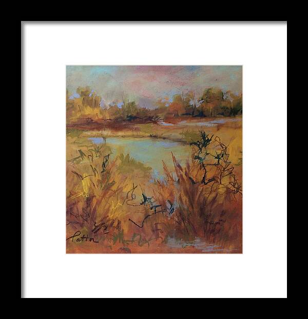 Marsh Framed Print featuring the painting Marsh memories by Karen Ann Patton