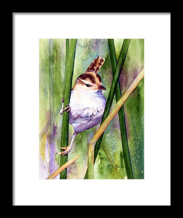Bird Framed Print featuring the painting Silver Creek Marsh Wren by Marsha Karle