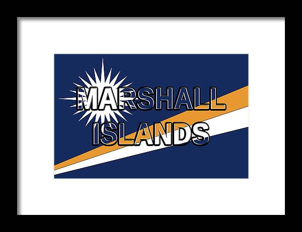 Marshall Islands Framed Print featuring the digital art Marshall Islands Flag Word by Roy Pedersen