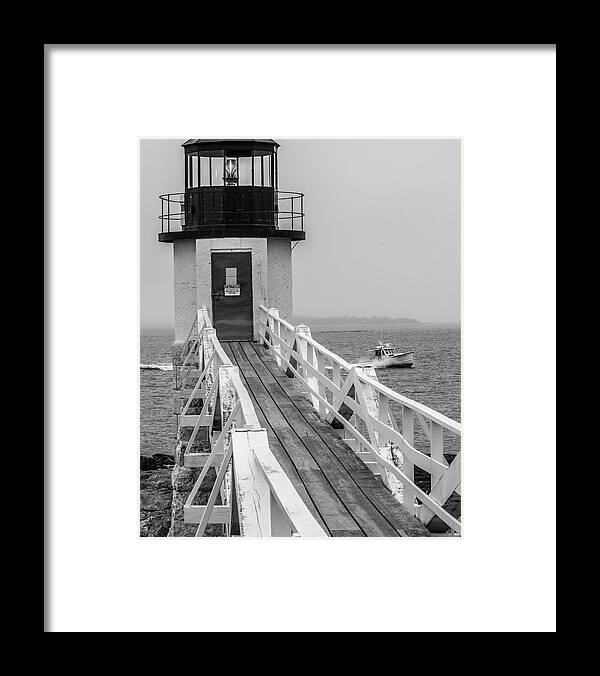 Marshall Point Light Framed Print featuring the photograph Marshall Point Light and Lobster Boat by Daniel Hebard