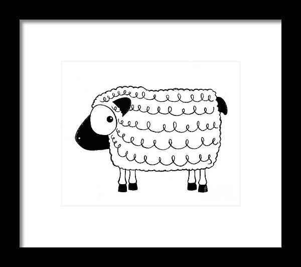 Sheep Framed Print featuring the digital art Marshmallow the sheep by Lucia Stewart