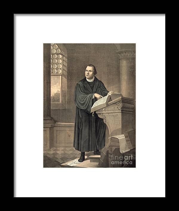 Martin Luther Framed Print featuring the painting Martin Luther In His Study by American School