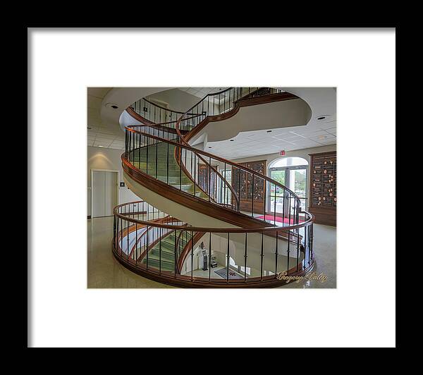 Ul Framed Print featuring the photograph Marttin Hall Spiral Stairway 2 by Gregory Daley MPSA