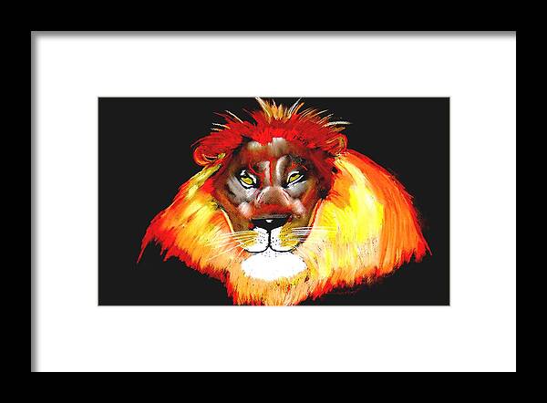 Lion Framed Print featuring the painting Master of the jungle 2 by Lorna Lorraine