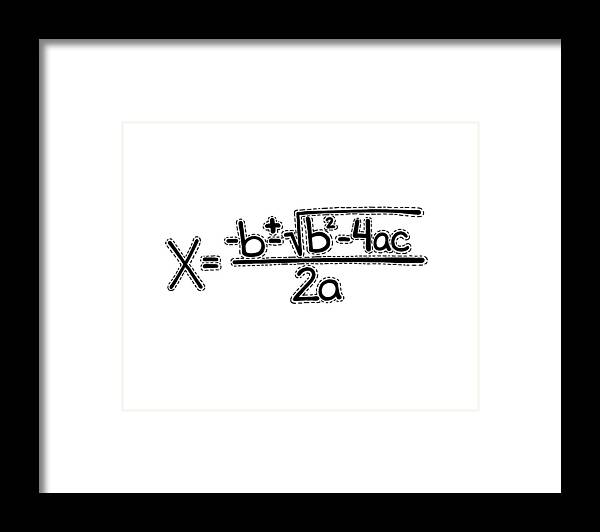 Black And White Framed Print featuring the drawing Math - Quadratic Formula #3 by A Mad Doodler