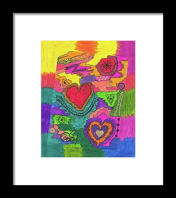 Original Drawing/painting Framed Print featuring the drawing Matters Of The heART by Susan Schanerman