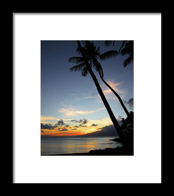 Nature Framed Print featuring the photograph Maui Sunset with Palm trees by Harold Rau