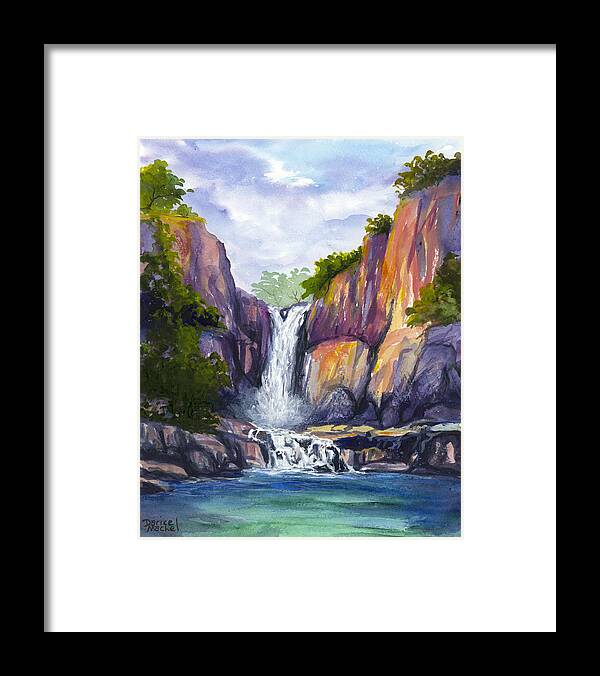 Maui Framed Print featuring the painting Maui Waterfall by Darice Machel McGuire