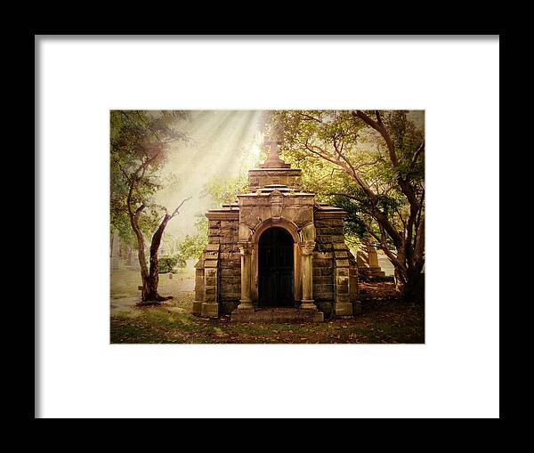 Woodlawn Cemetery Framed Print featuring the photograph Mausoleum by Jessica Jenney