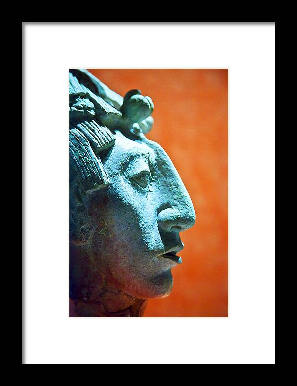 Aztec Art And Culture Framed Print featuring the photograph Mayan sculpture by John Bartosik