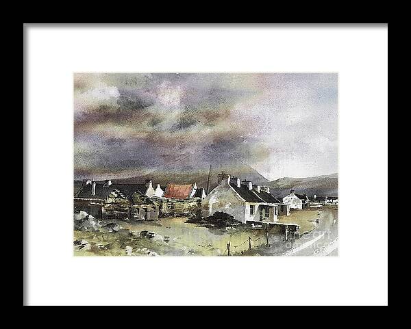 Val Byrne Framed Print featuring the painting Mayo.... Storm over Dooagh, Achill by Val Byrne