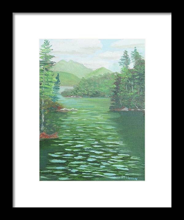 Adirondacks Framed Print featuring the painting McKenzie and Haystack Mountains from Lower Saranac Lake by Robert P Hedden