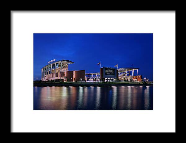 #baylornation Framed Print featuring the photograph McLane Stadium Evening by Stephen Stookey