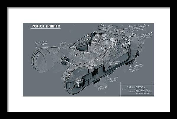 Blade Runner Framed Print featuring the digital art Mead Industries' Spinner by Kurt Ramschissel