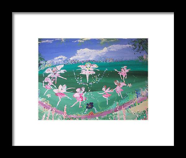 Meadow Framed Print featuring the painting Meadow Fairies by Judith Desrosiers