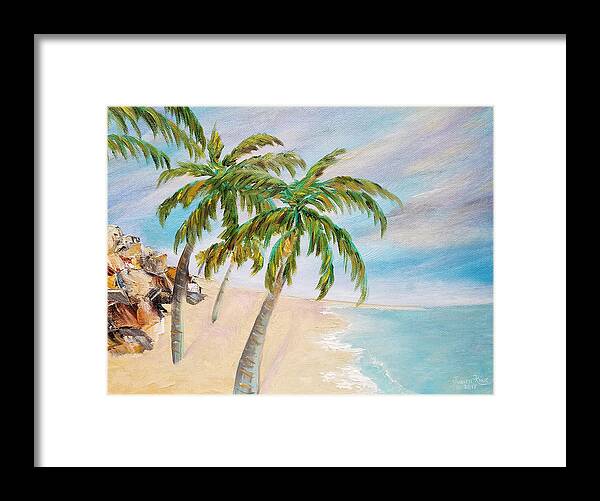 Palm Trees Framed Print featuring the painting Meandering Palms by Judith Rhue