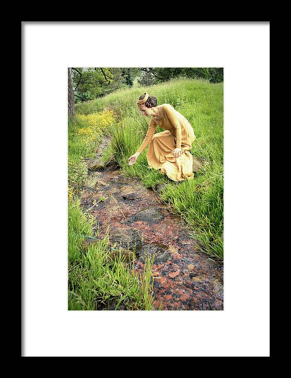 Medieval Framed Print featuring the photograph Medieval Lady by a Stream by Jean Gill