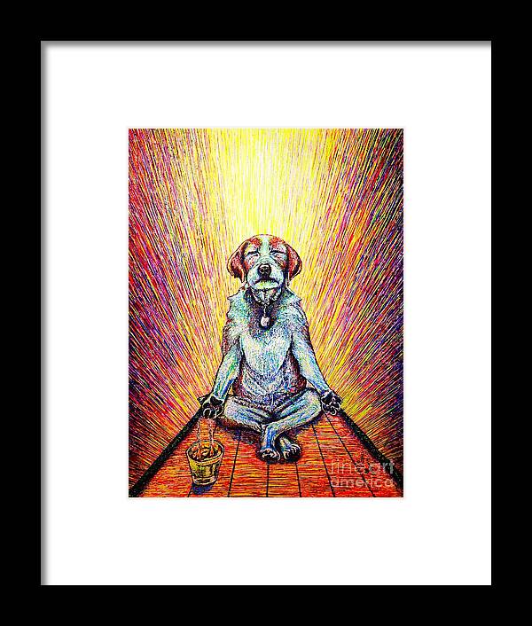 Dog Framed Print featuring the painting Meditation by Viktor Lazarev