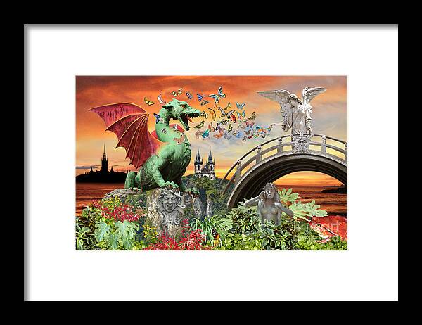 Surreal Art Framed Print featuring the photograph Medusa's Realm at Sunset by Lucy Arnold