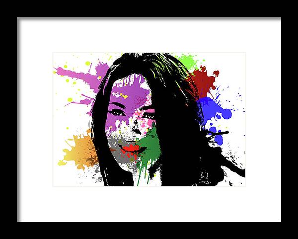 Megan Fox Framed Print featuring the digital art Megan Fox Pop Art by Ricky Barnard