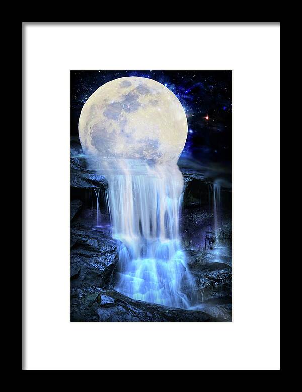 Moon Framed Print featuring the digital art Melted moon by Lilia D